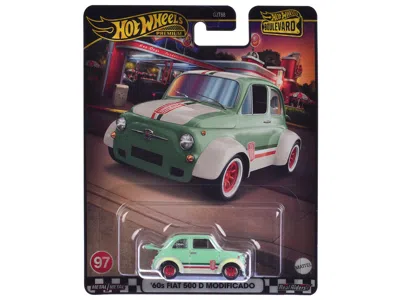 Hotwheels 1960's Fiat 500 D Modificado Light Green With Stripes "boulevard" Series Diecast Model Car By Hot Wh