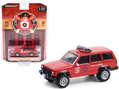 Greenlight 1990 Jeep Cherokee Red "reno Fire Department" (nevada) "fire & Rescue" Series 1 1/64 Diecast Model C