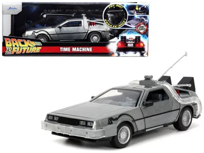 Jada Delorean Brushed Metal Time Machine With Lights "back To The Future" (1985) Movie "hollywood Rides"
