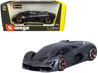 Bburago Lamborghini Terzo Millennio Dark Gray Metallic With Black Top And Carbon Accents 1/24 Diecast Model
