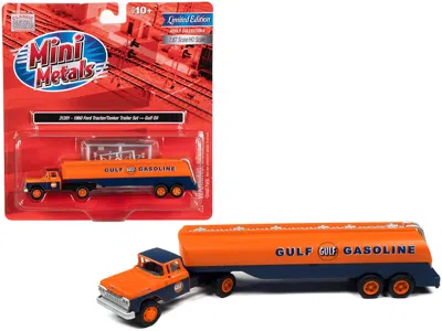 Classic Metal Works 1960 Ford Tanker Truck Orange And Blue "gulf Oil" 1/87 (ho) Scale Model By