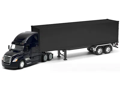 Welly Freightliner Cascadia Truck Black With Plain Black Box Trailer 1/32 Diecast Model By