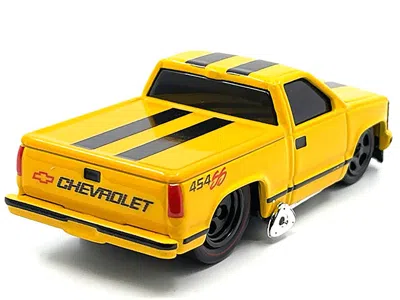 Muscle Machines 1993 Chevrolet 454 Ss Pickup Truck Yellow With Black Stripes 1/64 Diecast Model Car By Muscle Machin