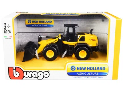 Bburago New Holland W170d Wheel Loader Yellow And Black "new Holland Agriculture" Series 1/50 Diecast Model
