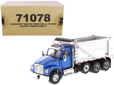 Diecast Masters Kenworth T880s Sffa Tandem Axle With Pusher Axle Ox Stampede Dump Truck Blue And Chrome "transport S