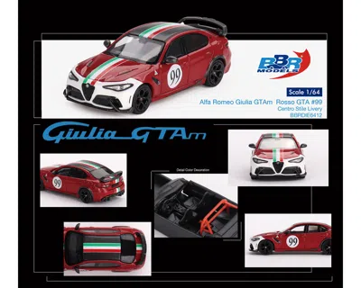 Bbr Alfa Romeo Giulia Gtam #99 Rosso Gta Red With Carbon Top And Stripes "centro Stile" Livery 1/64 Diec