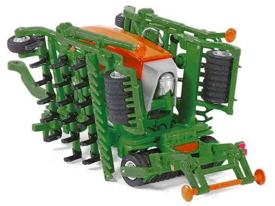 Siku Claas Xerion 5000 Tractor Green With Gray Top And Amazone Cayena 6001 Seeder 1/87 (ho) Diecast Model
