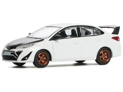 Pop Race Toyota Gr Vios White With Carbon Hood 1/64 Diecast Model Car By