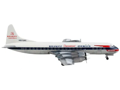 Geminijets Lockheed L-188 Electra Commercial Aircraft "braniff International Airways" White With Blue Stripes 1