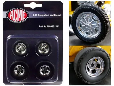 Acme Chrome Drag Wheel And Tire Set Of 4 Pieces From "1932 Ford 3 Window" 1/18 By