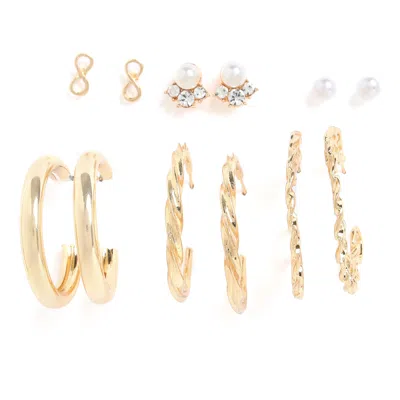 Sohi Pack Of 3 Gold Plated Trendy Earrings In Gold