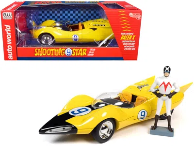 Autoworld Shooting Star #9 Yellow And Racer X Figurine "speed Racer" Anime Series 1/18 Diecast Model Car By Au