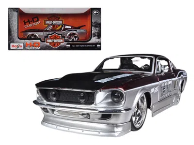 Maisto 1967 Ford Mustang Gt Red And Silver "harley Davidson" 1/24 Diecast Model Car By