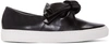 CEDRIC CHARLIER Black Leather Bow Slip-On Sneakers