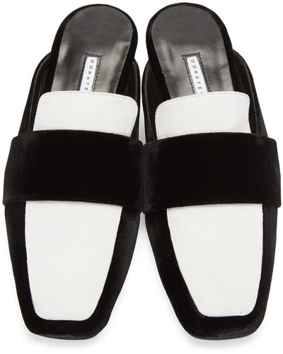Shop Dorateymur Black & White Velvet Filiskyie Loafers