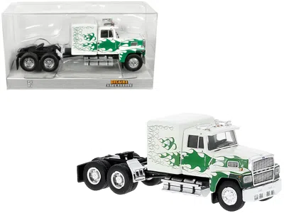 Brekina 1978 Ford Ltl 9000 Truck Tractor White With Green Flames 1/87 (ho) Scale Model Car By