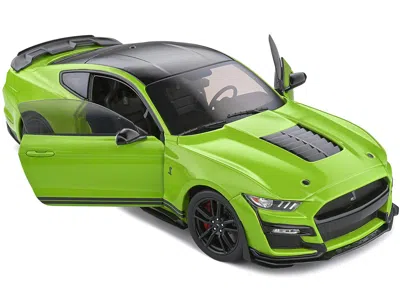 Solido 2020 Ford Mustang Shelby Gt500 Grabber Lime Green Metallic With Black Top And Stripes 1/18 Diecast M