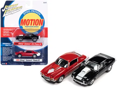 Autoworld 1969 Chevrolet Camaro Zlx Phase Iii Black With White Stripes And 1973 Chevrolet Camaro Phase Iii Med
