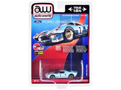 Autoworld 1966 Ford Gt40 Rhd (right Hand Drive) #1 Light Blue With Stripes Limited Edition To 6000 Pieces Worl