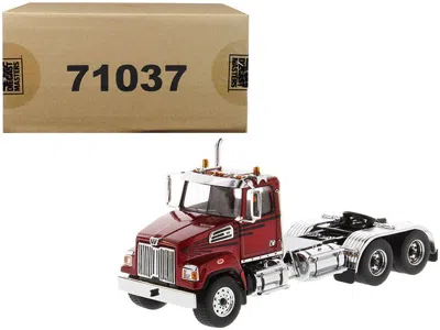 Diecast Masters Western Star 4700 Sf Tandem Day Cab Tractor Metallic Red 1/50 Diecast Model By