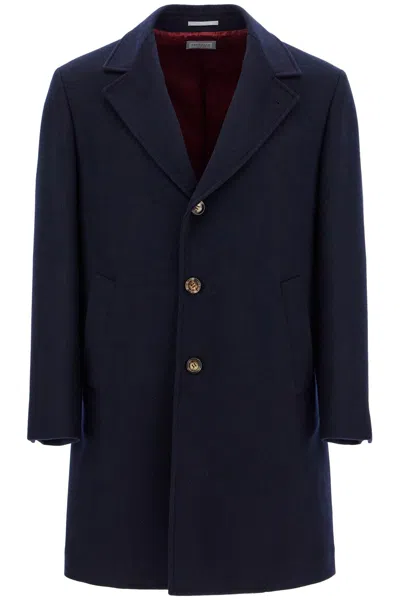 Brunello Cucinelli Wool Beaver Coat In Eight Men In Blue