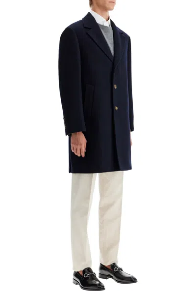 Brunello Cucinelli Wool Beaver Coat In Eight Men In Blue