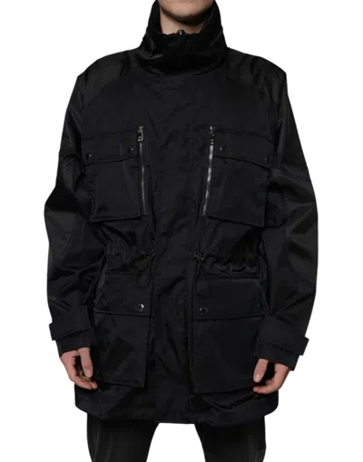 Dolce & Gabbana Black Nylon Winter Men Parka Coat Jacket In Black