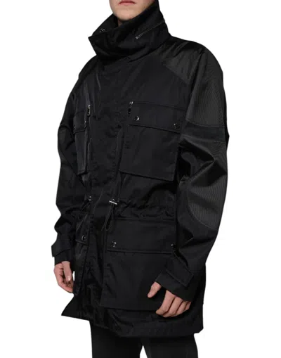 Dolce & Gabbana Black Nylon Winter Men Parka Coat Jacket In Black
