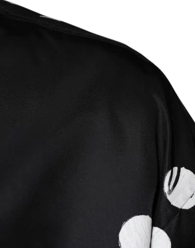 Dolce & Gabbana Black Polka Dot Stripe Nylon Bomber Jacket In Black And White