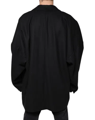 Dolce & Gabbana Black Wool Double Breasted Men Coat Men's Jacket In Black