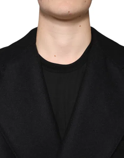 Dolce & Gabbana Black Wool Double Breasted Men Coat Men's Jacket In Black