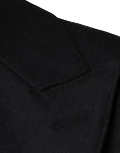 Dolce & Gabbana Black Wool Double Breasted Men Coat Men's Jacket In Black