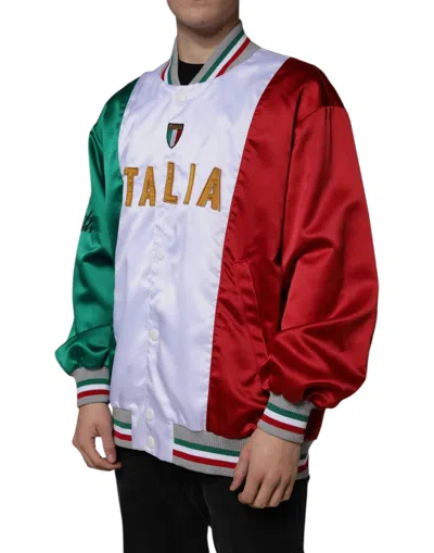 Dolce & Gabbana Italia Colour-block Bomber Jacket In Multicolor