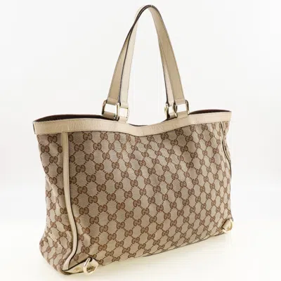 Pre-owned Gucci Abbey Beige Canvas Tote Bag ()