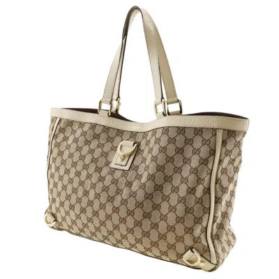 Pre-owned Gucci Abbey Beige Canvas Tote Bag ()