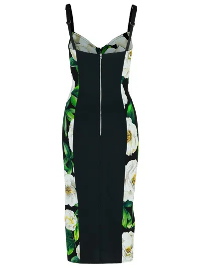 Dolce & Gabbana Multicolor Floral Print Halter Swimwear Bikini Top In Black