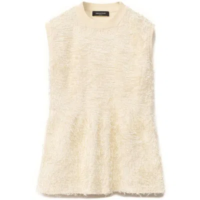 Fabiana Filippi Frayed-effect Viscose Sweater In Beige