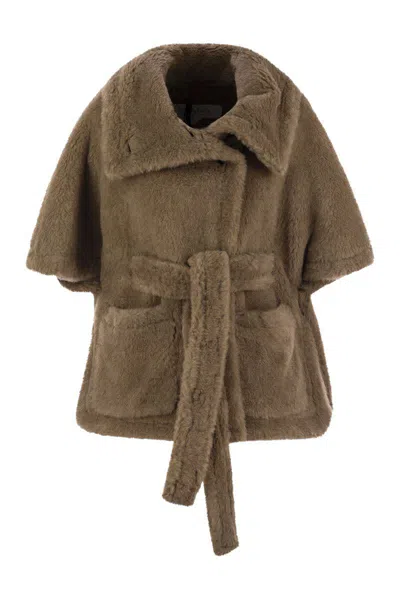 Max Mara Maxmara Women Amato - Teddy Fabric Hood With Belt In Brown