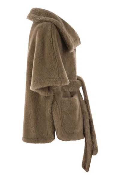 Max Mara Maxmara Women Amato - Teddy Fabric Hood With Belt In Brown