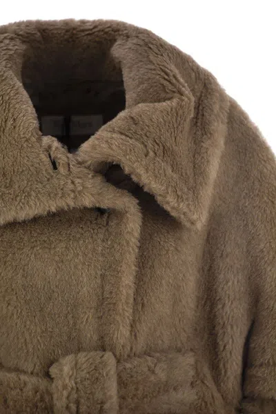 Max Mara Maxmara Women Amato - Teddy Fabric Hood With Belt In Brown