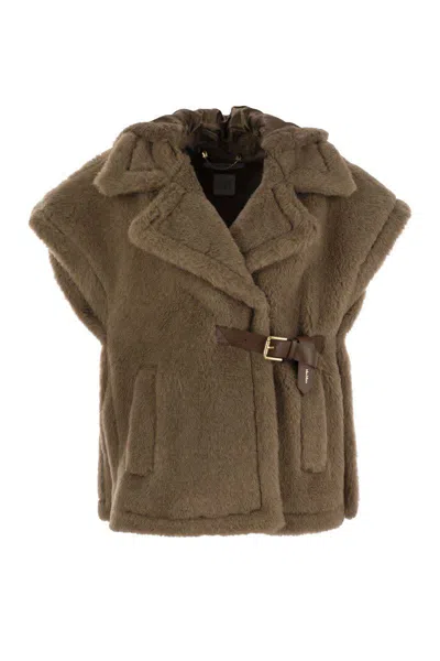 Max Mara Lanoso4 Teddy Fabric Vest Cape In Brown