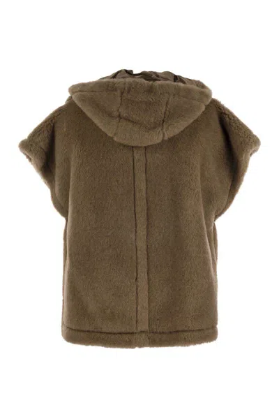 Max Mara Lanoso4 Teddy Fabric Vest Cape In Brown