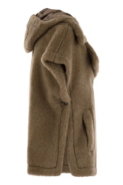 Max Mara Lanoso4 Teddy Fabric Vest Cape In Brown