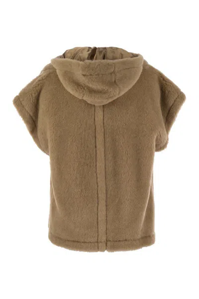 Max Mara Lanoso4 Teddy Fabric Vest Cape In Brown