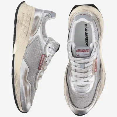Dsquared2 Sprinter Laminated Leather And Used Mesh Sneakers