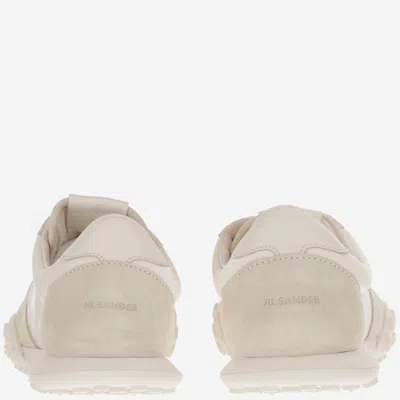 Jil Sander White Leather And Suede Moon Sneakers In Neutral