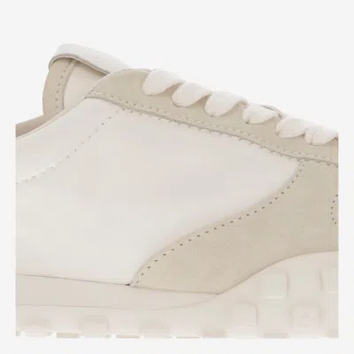 Jil Sander White Leather And Suede Moon Sneakers In Neutral