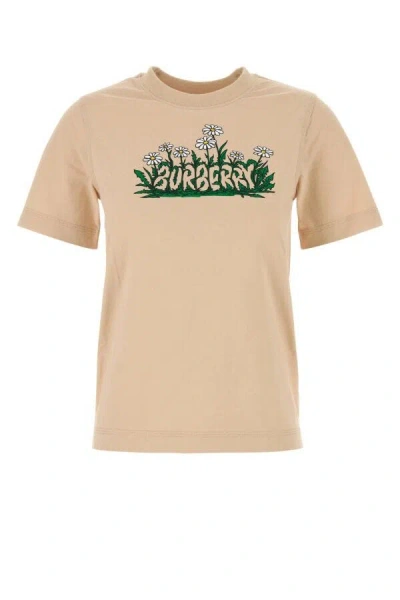 Burberry Soft Cotton T-shirt With Vibrant Floral Graphic In Pink