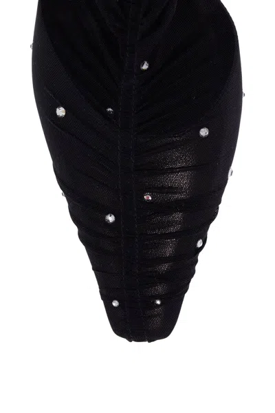 Jimmy Choo Lotta Ab 85 Crystal-embellished Tulle And Satin Sock Boots In Black