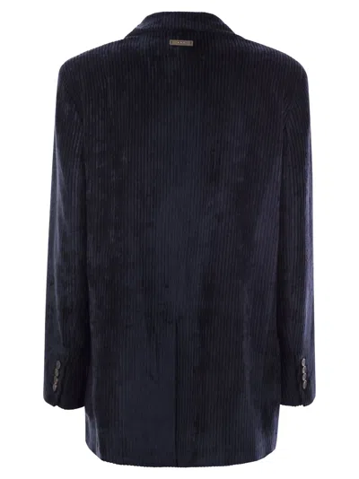 Peserico Double-breasted Velvet Blazer With Classic Lapels